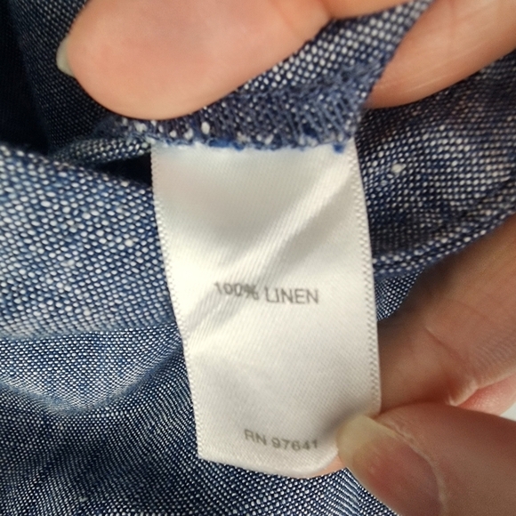 J. Jill Love Linen Chambray Blue Pull On 100% Linen Pants Size Medium Coastal - Picture 7 of 7